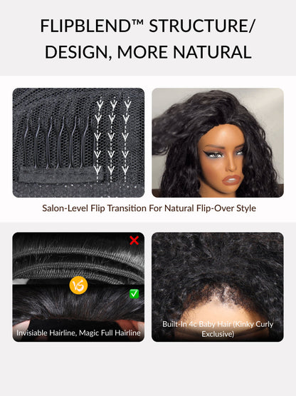 Blend & Secure Blow-out Natural Black Yaki Straight Bob Half Wig With Invisi Drawstring