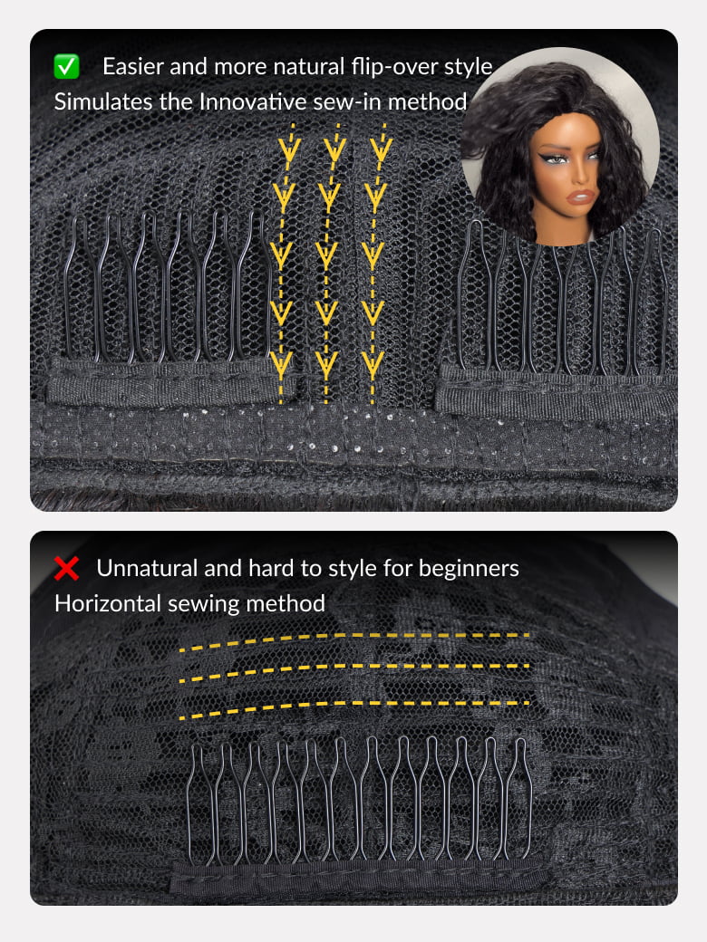 Blend & Secure Blow-out Natural Black Yaki Straight Bob Half Wig With Invisi Drawstring