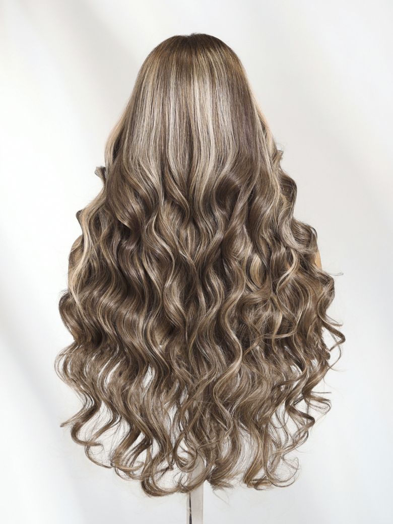 13x4 Pre Everything Smoky Brown Ombre with Platinum Blonde Highlights Lace Frontal Wig