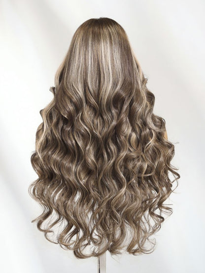 13x4 Pre Everything Smoky Brown Ombre with Platinum Blonde Highlights Lace Frontal Wig