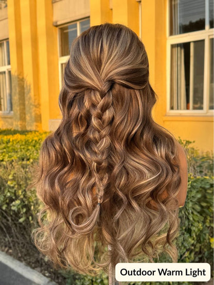 13x4 Pre Everything Smoky Brown Ombre with Platinum Blonde Highlights Lace Frontal Wig