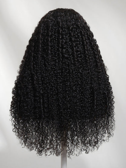 7x5 Pre Cut Lace Multi-Texture Mixed Curly Natural Black Wig Bleached Knots With Invisi Drawstring
