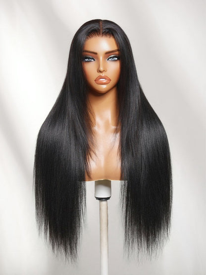 200% Density 13x4 Pre Everything Face-framing Feathered Layers Yaki Straight Lace Frontal Wig With Invisi Drawstring