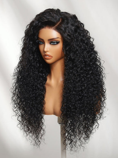 7x5 Pre Cut Long Voluminous Bouncy Curls With Side Parting Lace Wig With Invisi Drawstring