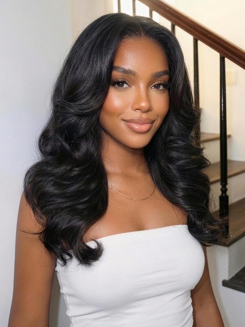200% Density Feathered Hairstyles With Face-framing 7x5 Pre Cut Lace Wig With Full Bouncy Blowout