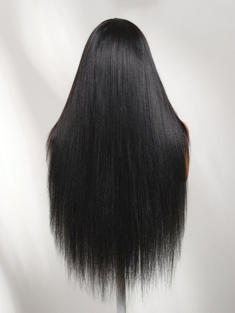200% Density 13x4 Pre Everything Face-framing Feathered Layers Yaki Straight Lace Frontal Wig With Invisi Drawstring