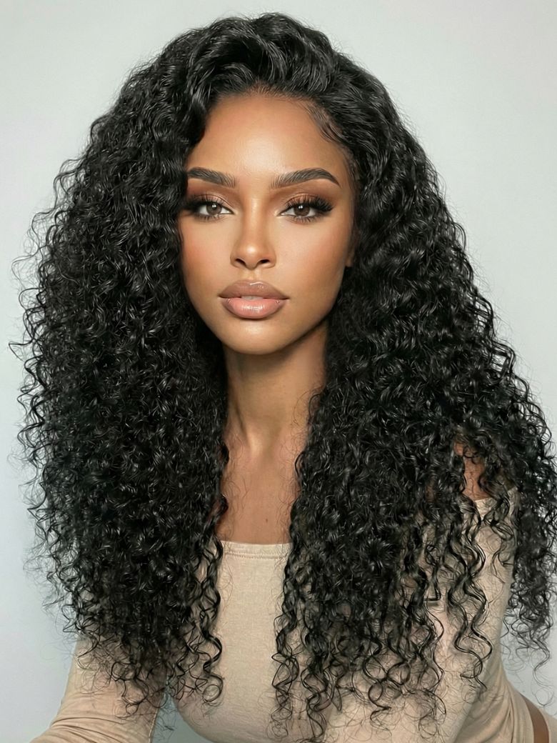 7x5 Pre Cut Long Voluminous Bouncy Curls With Side Parting Lace Wig With Invisi Drawstring